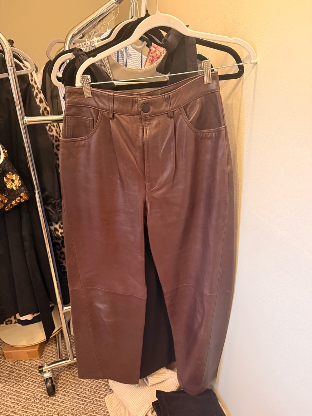 Zara Brown Genuine Leather Pants